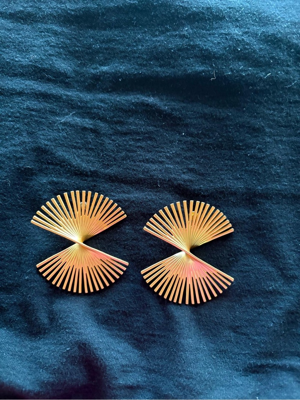 Vintage KHOI Gold Fan-Style Statement Earrings - Women Jewelry